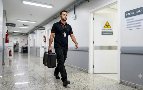 Equipe Reparar em atendimento em campo com maleta de equipamentos
